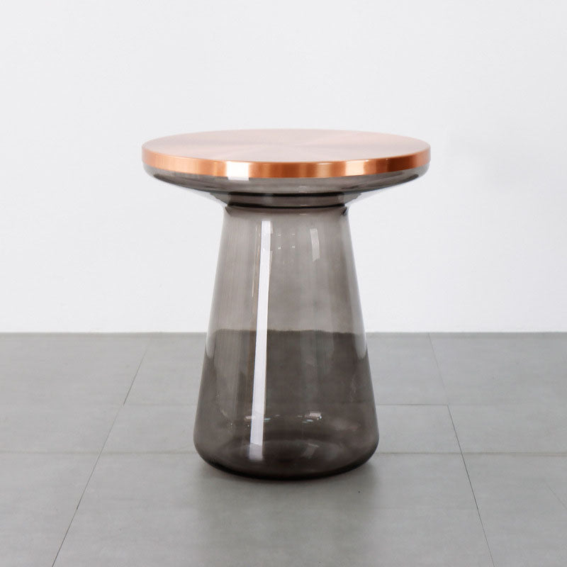 20.47" Tall Mid-century Style Side End Table Glass Pedestal Round Sofa Side Accent Table