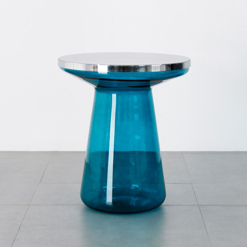 20.47" Tall Mid-century Style Side End Table Glass Pedestal Round Sofa Side Accent Table