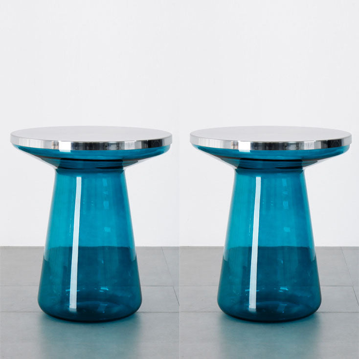 20.47" Tall Mid-century Style Side End Table Glass Pedestal Round Sofa Side Accent Table