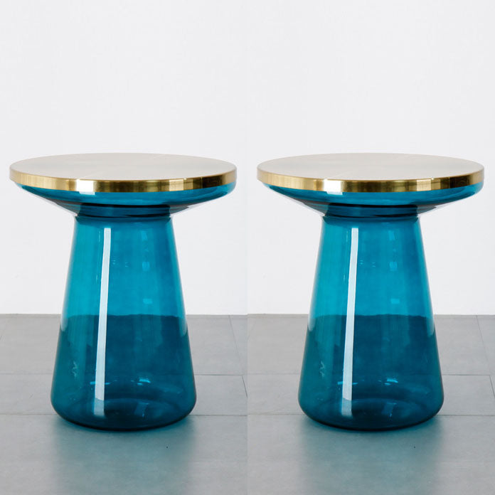 20.47" Tall Mid-century Style Side End Table Glass Pedestal Round Sofa Side Accent Table