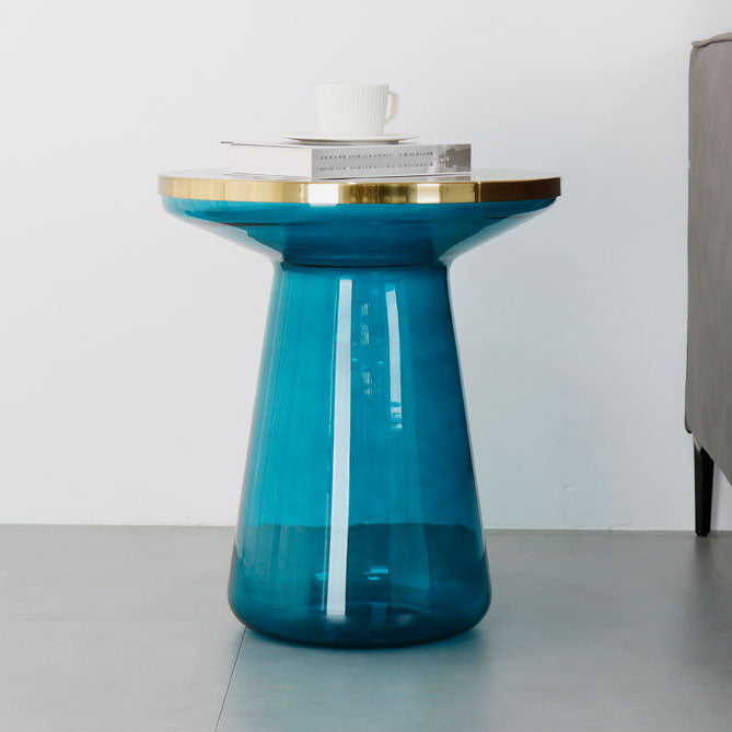 20.47" Tall Mid-century Style Side End Table Glass Pedestal Round Sofa Side Accent Table