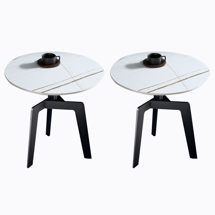 21.65" /23.62" Tall Steel 3 Legs End Table Modern Round Slate Top Side Table