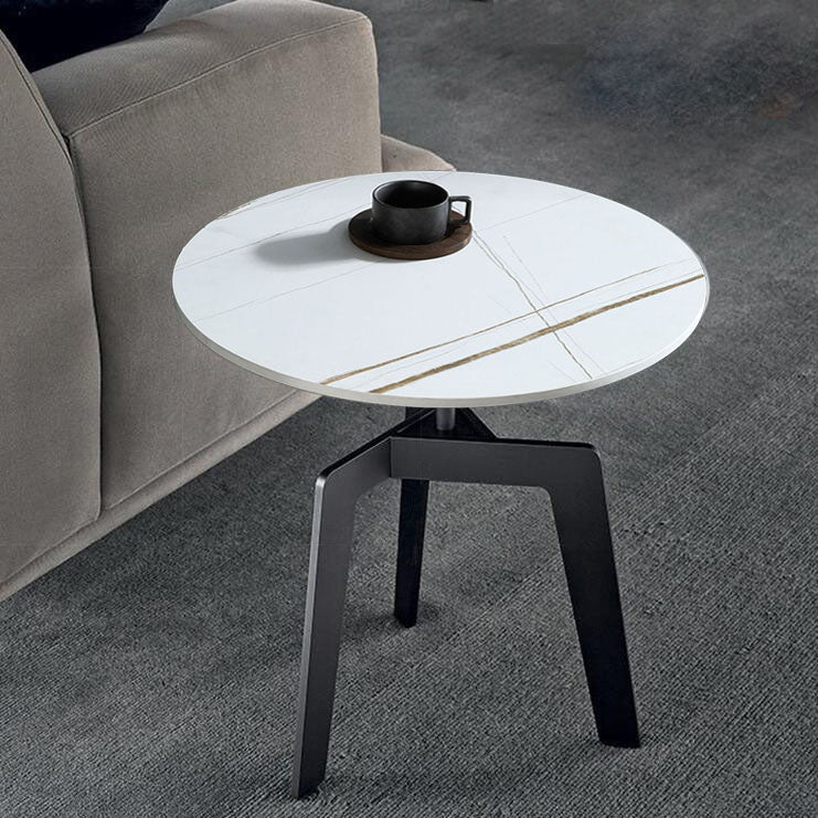 21.65" /23.62" Tall Steel 3 Legs End Table Modern Round Slate Top Side Table