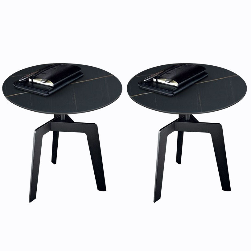 21.65" /23.62" Tall Steel 3 Legs End Table Modern Round Slate Top Side Table