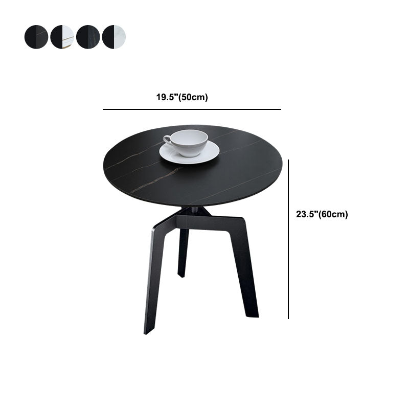 21.65" /23.62" Tall Steel 3 Legs End Table Modern Round Slate Top Side Table