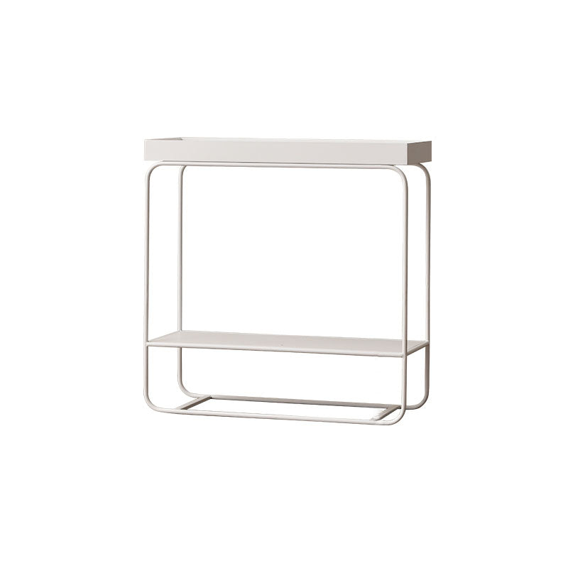 Rectangle Tray Top Side Table 31.5" Tall Iron Frame End Table with Shelf