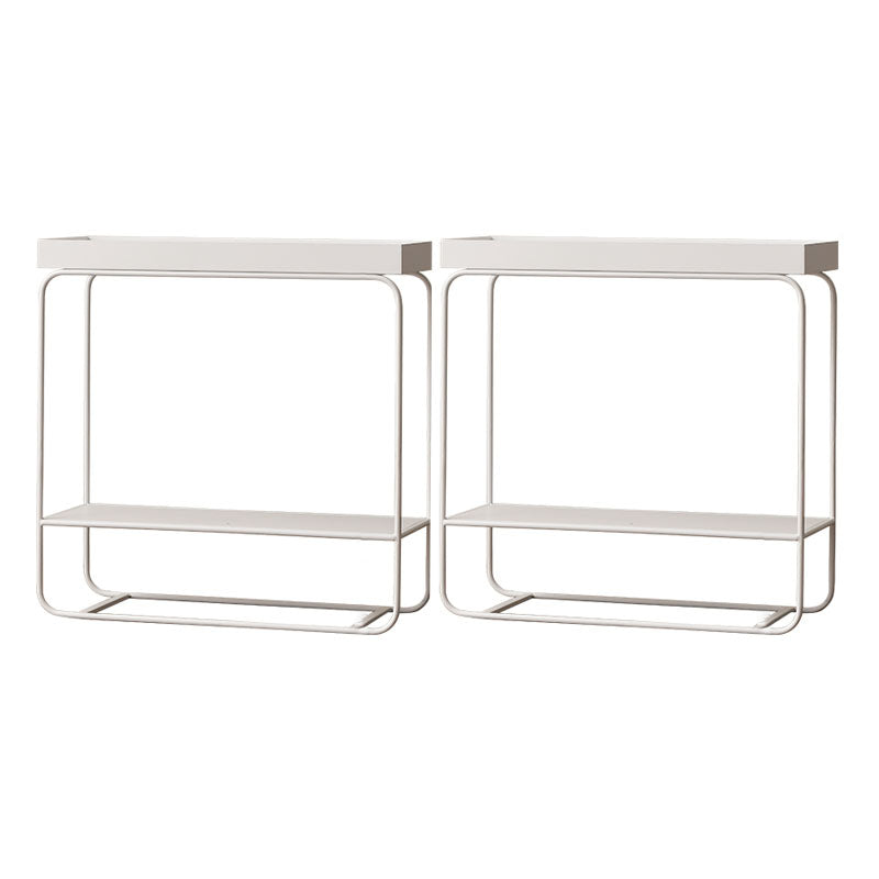 Rectangle Tray Top Side Table 31.5" Tall Iron Frame End Table with Shelf