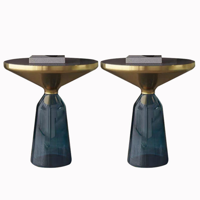 21.26" Tall Mid-century Style Side End Table Glass Pedestal Round Sofa Side Accent Table