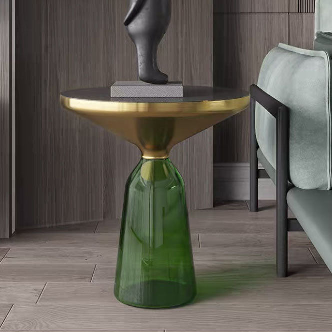 21.26" Tall Mid-century Style Side End Table Glass Pedestal Round Sofa Side Accent Table