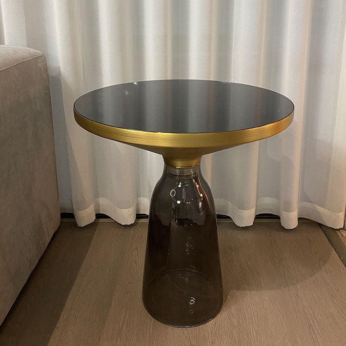21.26" Tall Mid-century Style Side End Table Glass Pedestal Round Sofa Side Accent Table