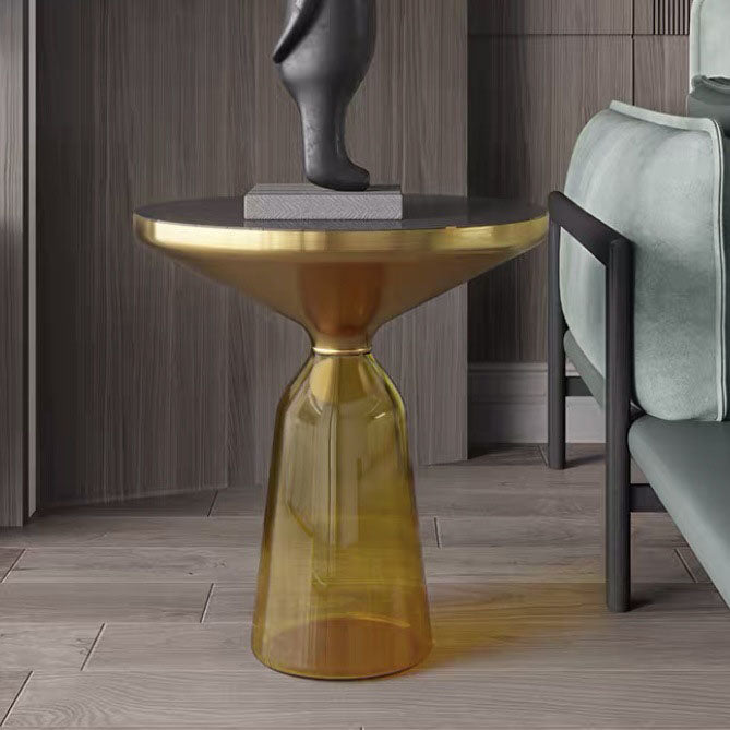 21.26" Tall Mid-century Style Side End Table Glass Pedestal Round Sofa Side Accent Table
