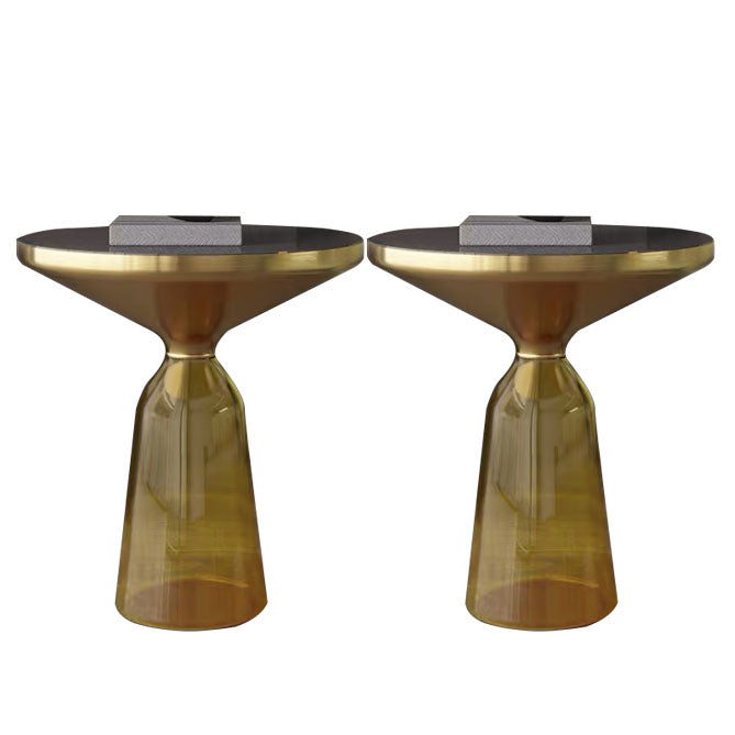 21.26" Tall Mid-century Style Side End Table Glass Pedestal Round Sofa Side Accent Table