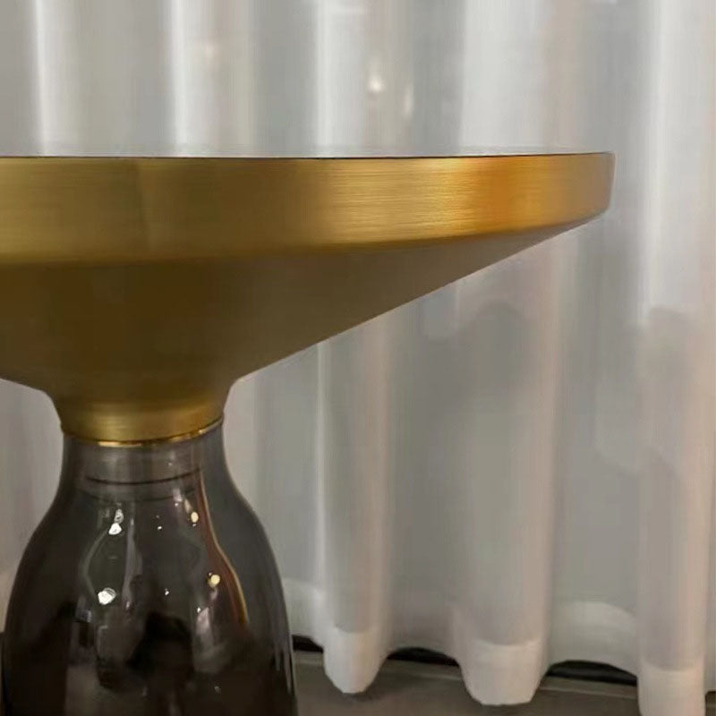 21.26" Tall Mid-century Style Side End Table Glass Pedestal Round Sofa Side Accent Table