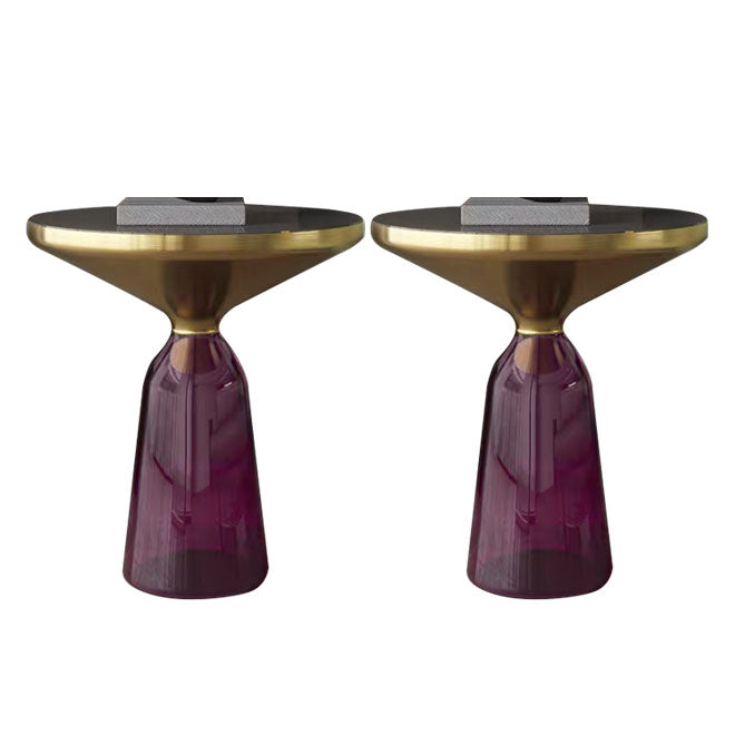 21.26" Tall Mid-century Style Side End Table Glass Pedestal Round Sofa Side Accent Table