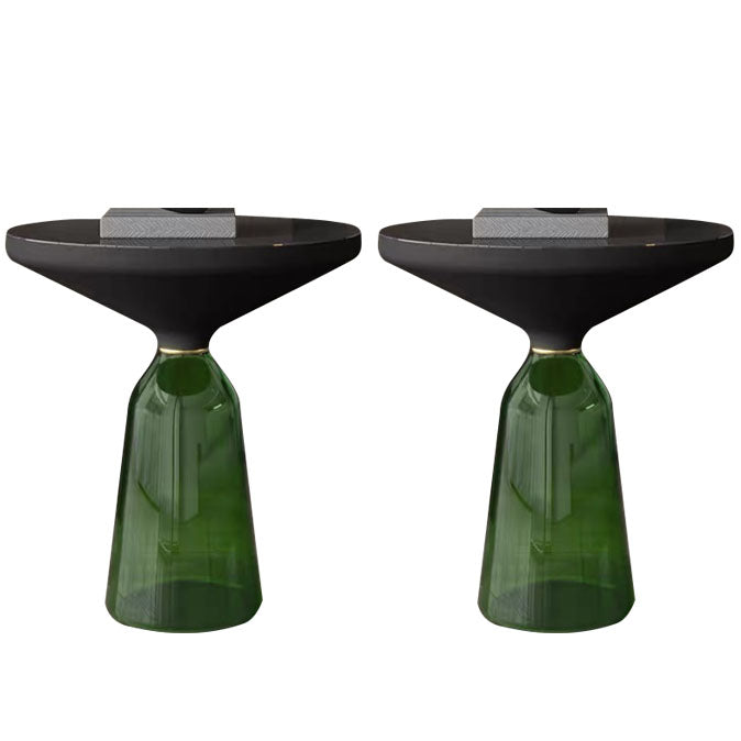 21.26" Tall Mid-century Style Side End Table Glass Pedestal Round Sofa Side Accent Table