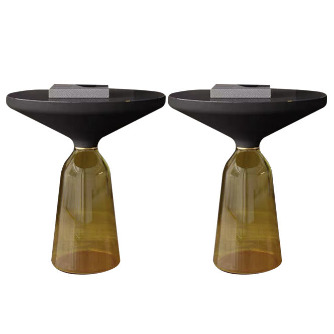 21.26" Tall Mid-century Style Side End Table Glass Pedestal Round Sofa Side Accent Table