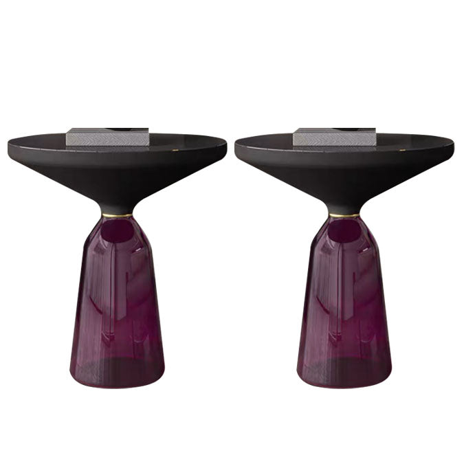 21.26" Tall Mid-century Style Side End Table Glass Pedestal Round Sofa Side Accent Table