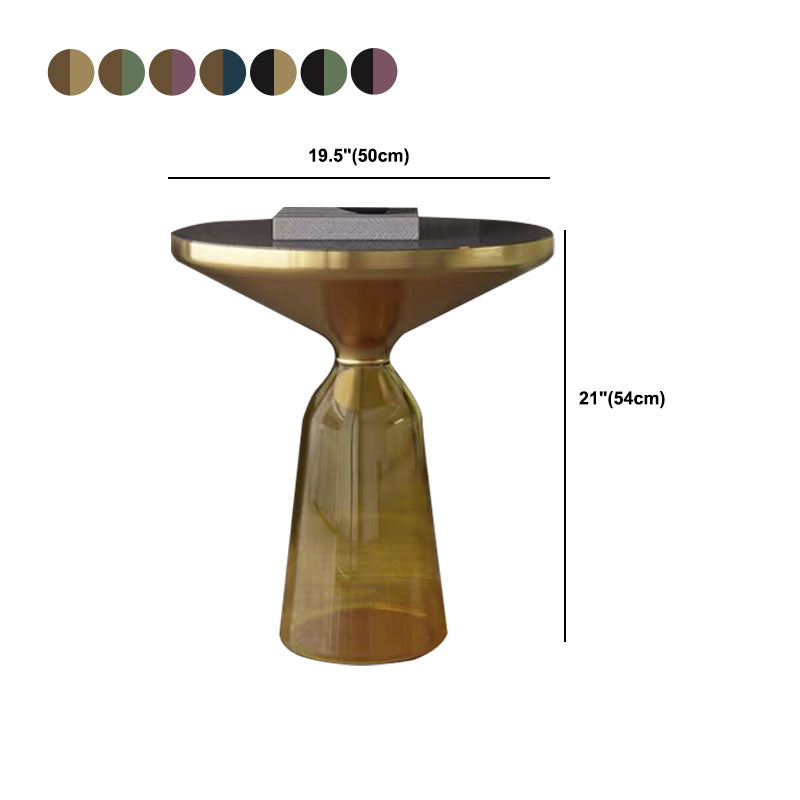 21.26" Tall Mid-century Style Side End Table Glass Pedestal Round Sofa Side Accent Table
