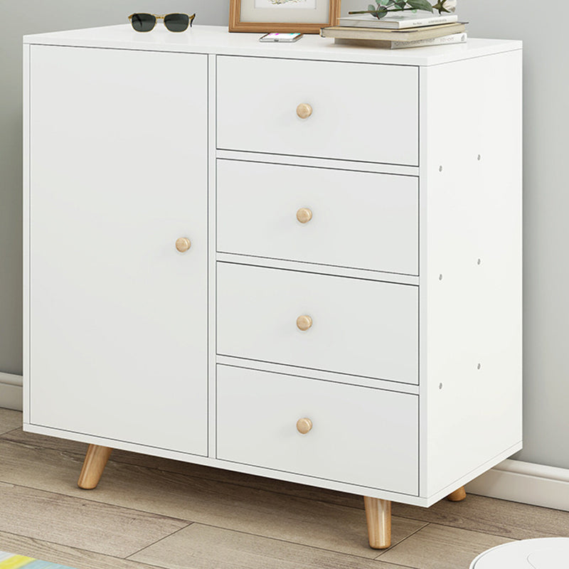 Modern Knobs Side Cabinet Rectangle Wood Storage Cabinet with Drawer