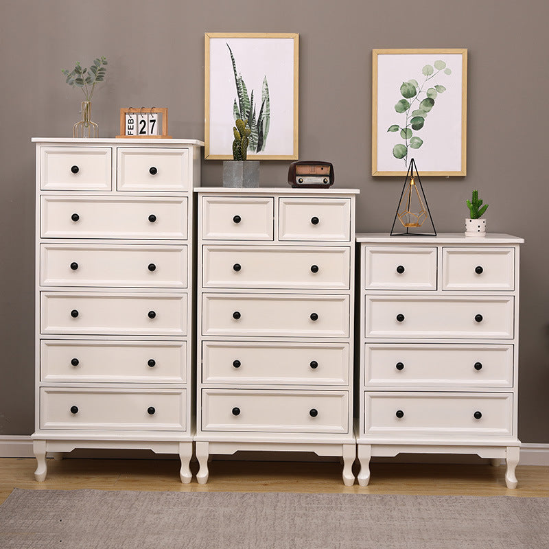 White Modern Side Cabinet Rectangle Wood Knobs Cabinet with Drawer