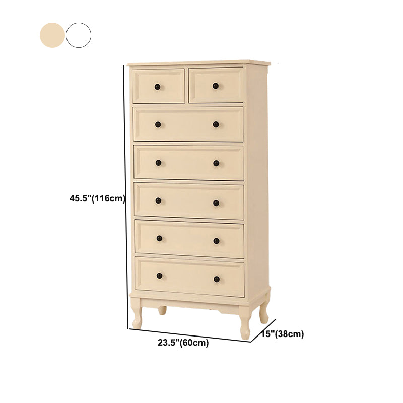 White Modern Side Cabinet Rectangle Wood Knobs Cabinet with Drawer