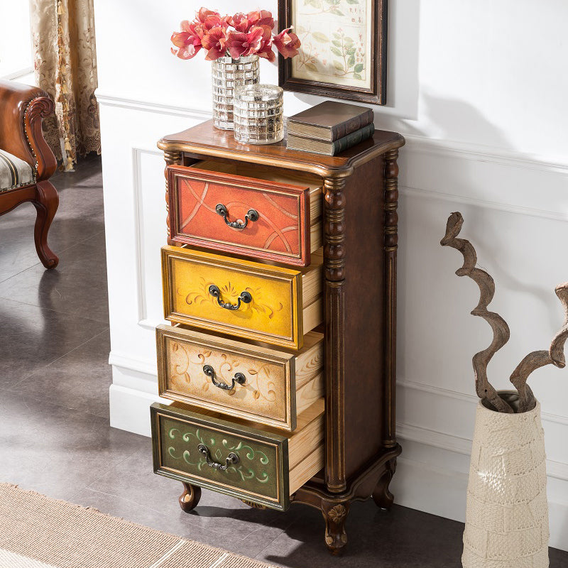 Mid-Century Modern Side Cabinet Wood Drop Handles Cabinet with Drawer