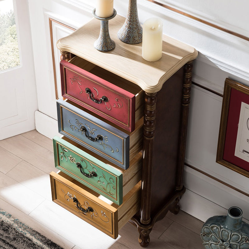 Mid-Century Modern Side Cabinet Wood Drop Handles Cabinet with Drawer