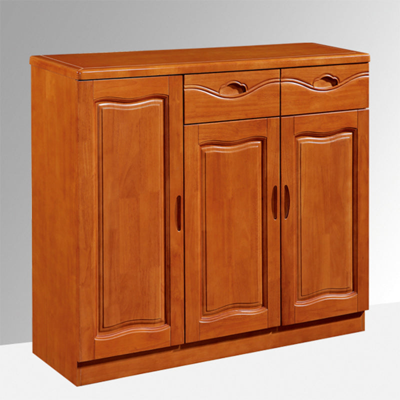 Modern Wood Accent Cabinet Grooves Rectangle Cabinet with Drawer