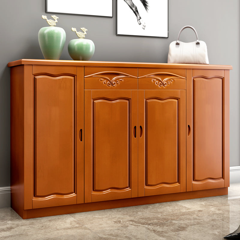 Modern Wood Accent Cabinet Grooves Rectangle Cabinet with Drawer