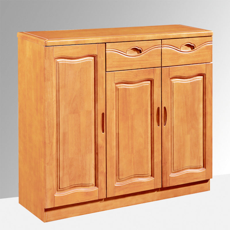 Modern Wood Accent Cabinet Grooves Rectangle Cabinet with Drawer