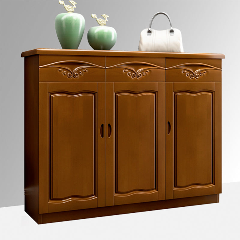 Modern Wood Accent Cabinet Grooves Rectangle Cabinet with Drawer