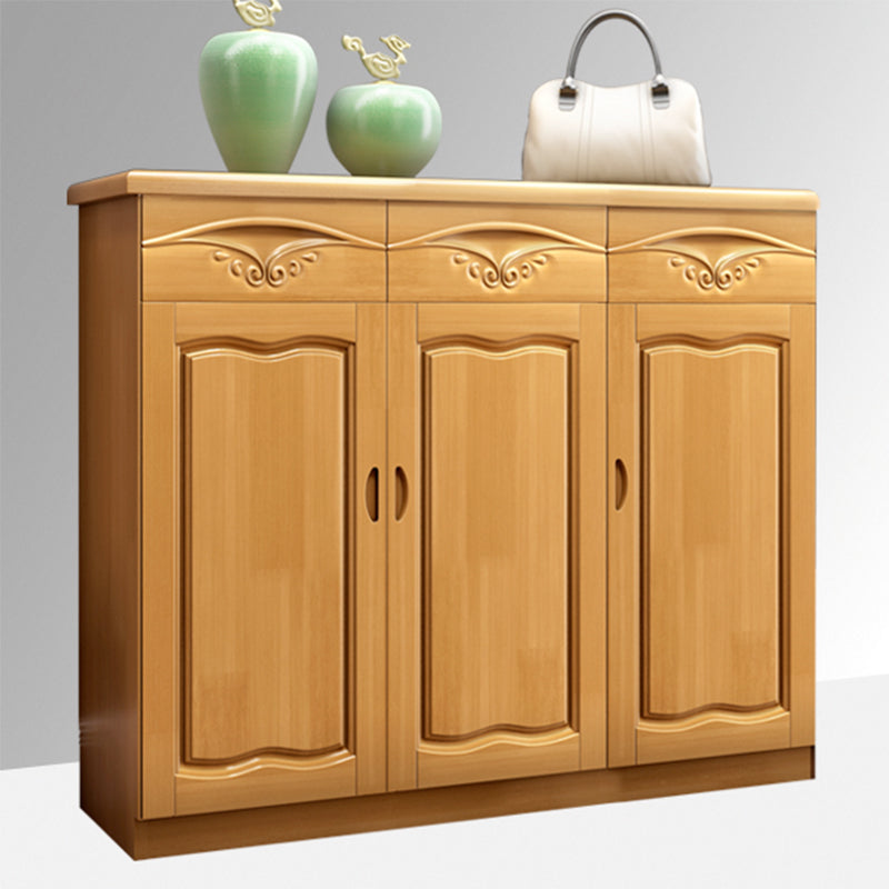 Modern Wood Accent Cabinet Grooves Rectangle Cabinet with Drawer