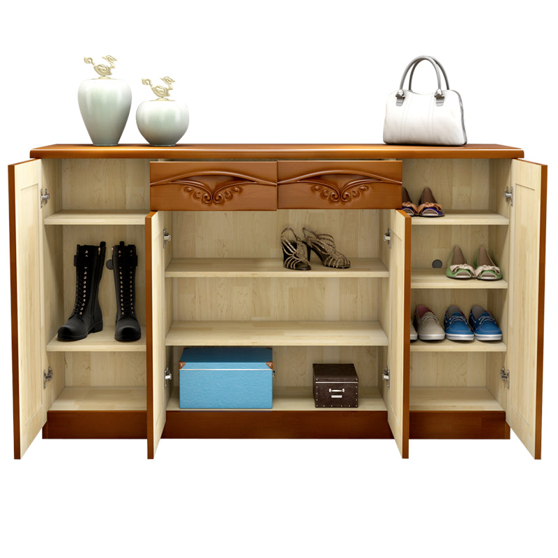 Modern Wood Accent Cabinet Grooves Rectangle Cabinet with Drawer