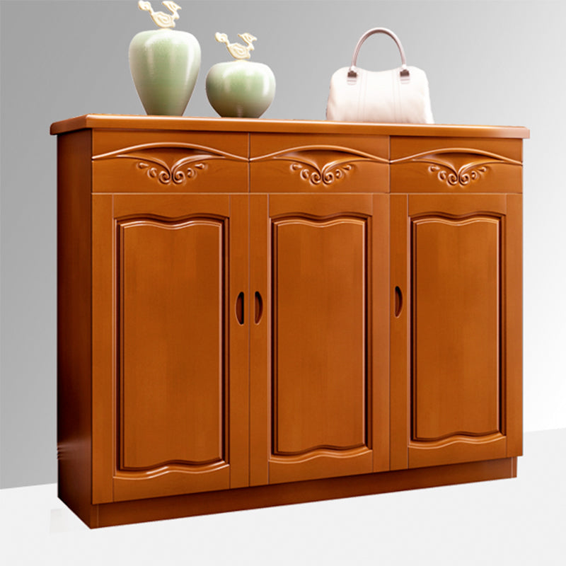 Modern Wood Accent Cabinet Grooves Rectangle Cabinet with Drawer