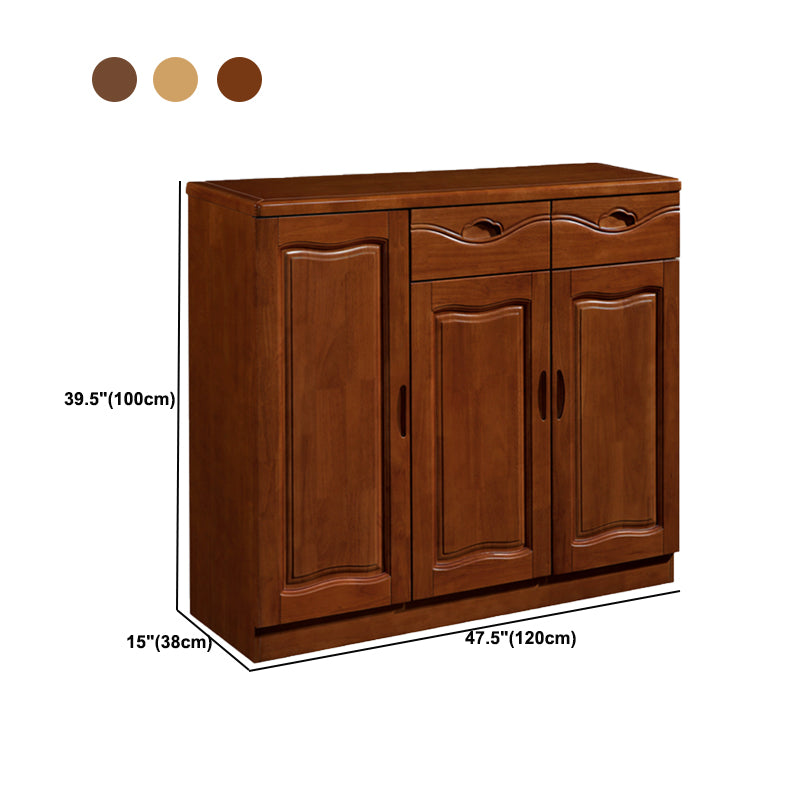 Modern Wood Accent Cabinet Grooves Rectangle Cabinet with Drawer