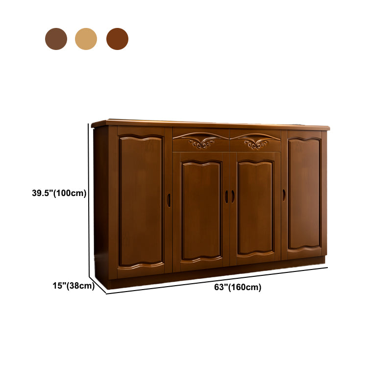 Modern Wood Accent Cabinet Grooves Rectangle Cabinet with Drawer
