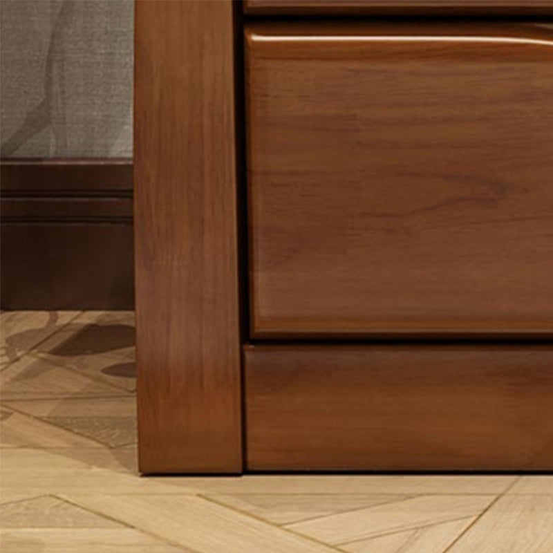 Modern Wood Cabinet Grooves Rectangle Side Cabinet with Drawer