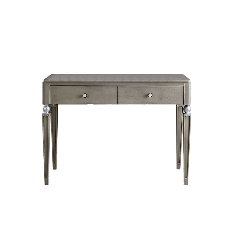 Traditional Mirrored Vanity Set Light Brown Solid Wood Dresser