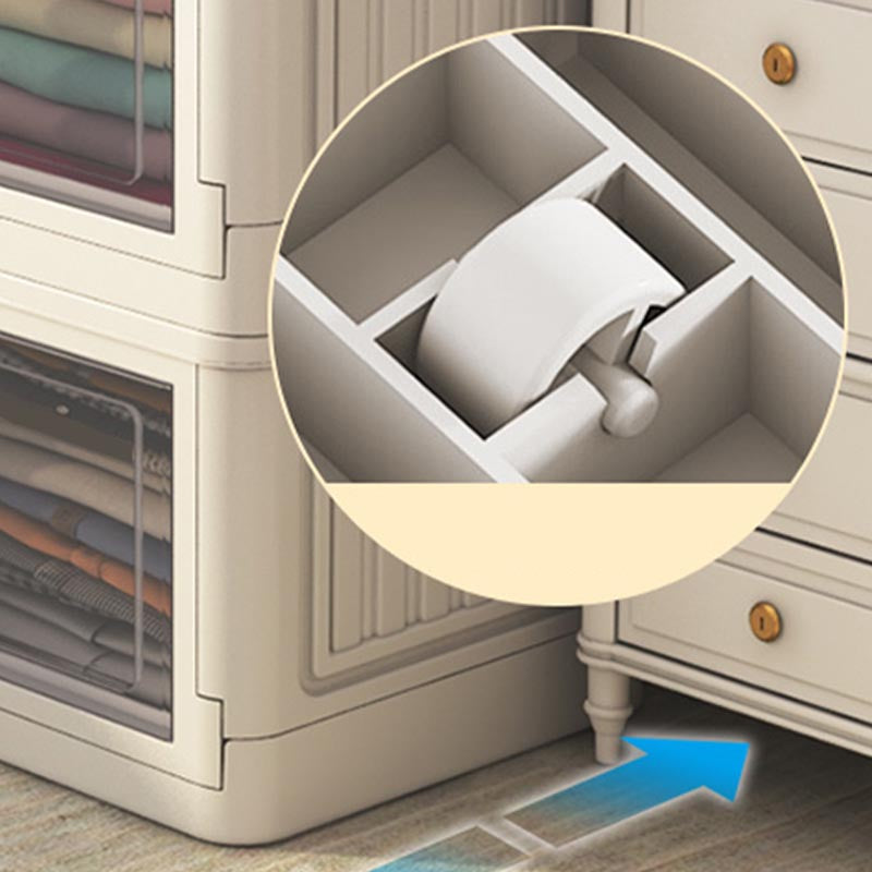 Contemporary Style Non-Hanging Armoire Plastic Bedroom Wardrobe Closet