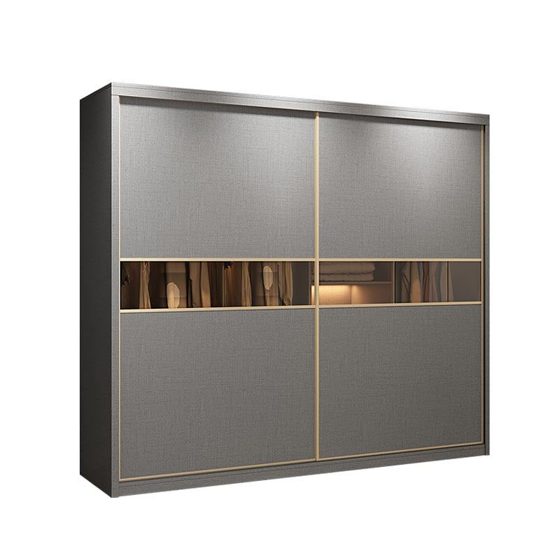 Contemporary Style Gray Colour Wardrobe Wood Self Close Drawers Wardrobe Closet