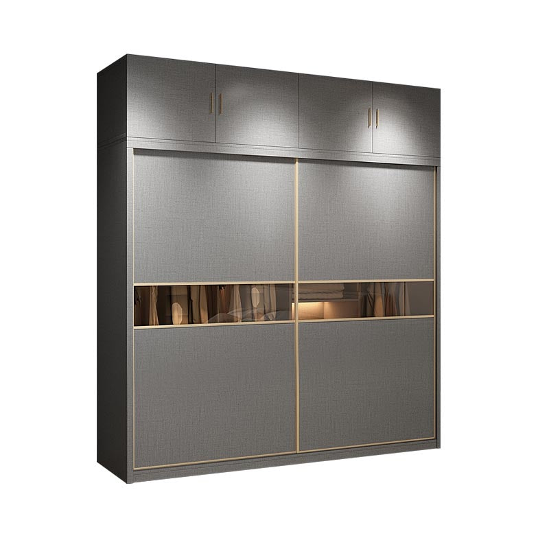 Contemporary Style Gray Colour Wardrobe Wood Self Close Drawers Wardrobe Closet