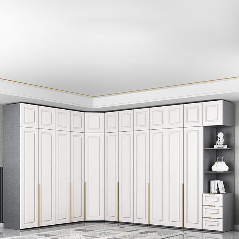 Modern Style Wardrobe White Colour Wooden Wardrobe Closet with Drawer