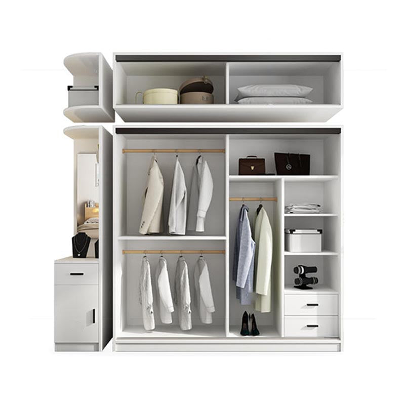 Modern Wardrobe for Home Mirrored Finish Cabinet with Glass Doors