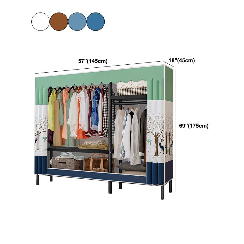 Contemporary Style Wardrobe Steel 1-Door Wardrobe Closet with Shelves