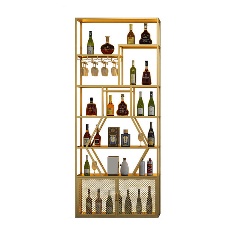 Gold and Black Floor Wine Glass Stemware Rack Holder Metal Wine Holder Rack