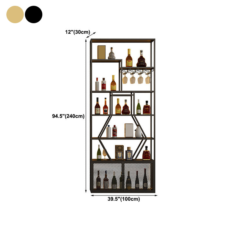 Gold and Black Floor Wine Glass Stemware Rack Holder Metal Wine Holder Rack