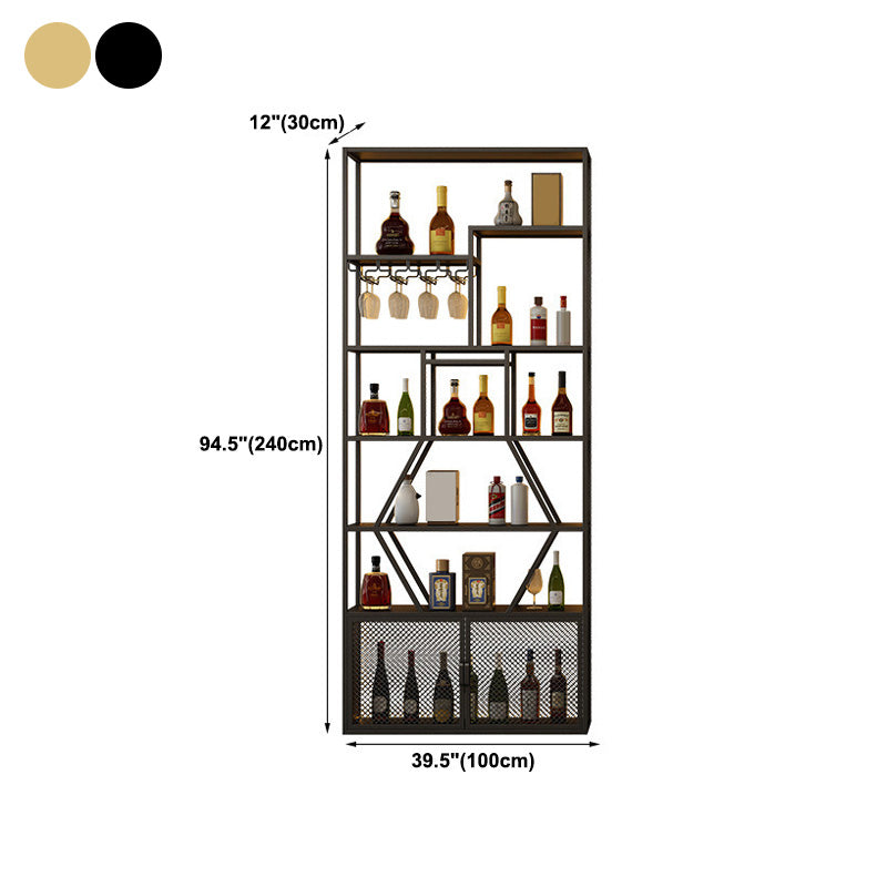 Gold and Black Floor Wine Glass Stemware Rack Holder Metal Wine Holder Rack