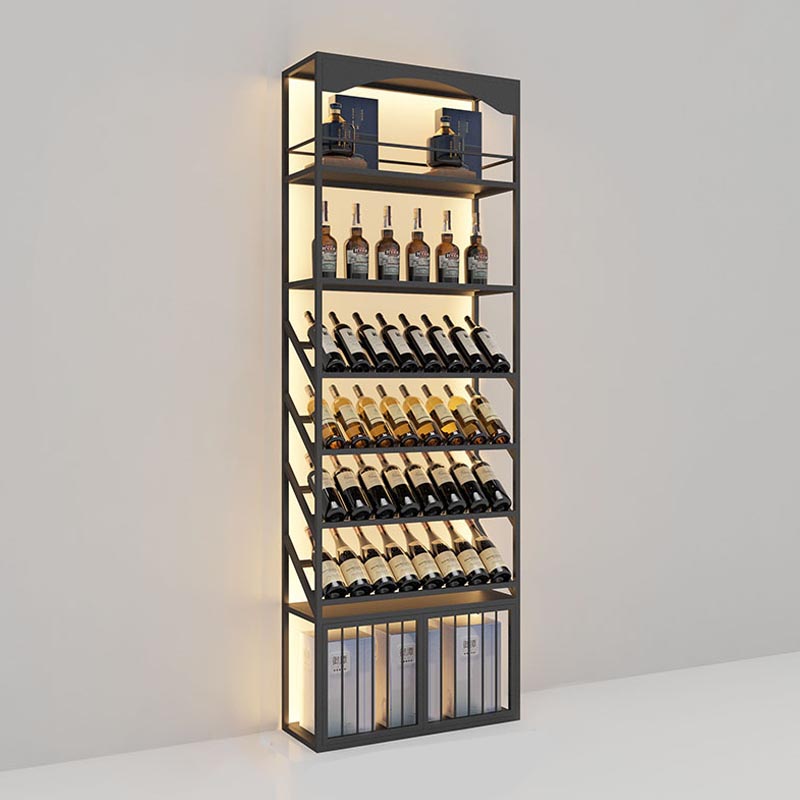 Glam Metal Wine Bottle Rack Floor Bottle Holder for Living Room