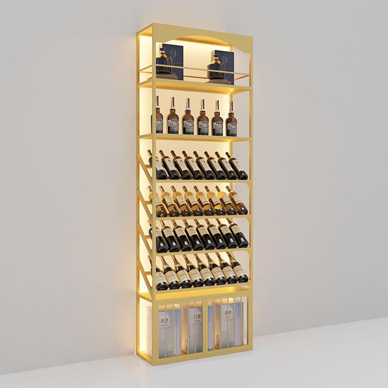 Glam Metal Wine Bottle Rack Floor Bottle Holder for Living Room