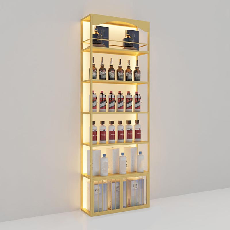 Glam Metal Wine Bottle Rack Floor Bottle Holder for Living Room